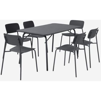Sweeek Set tavolo da giardino pieghevole in metallo con 6 sedie