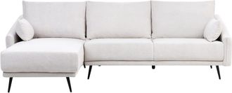 Beliani Sof&aacute; esquinero 3 personas de tejido blanco