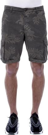 40weft Cargo Linnen Shorts met Bladprint - Heren - Korte Broeken - Groen - 3XL - Linnen - Korte Broeken