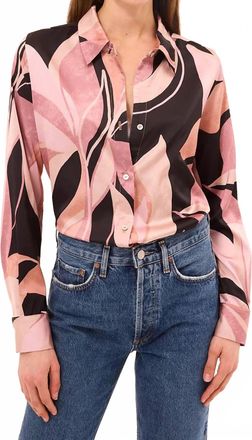 Misa Celine Top In Moody Abstract Flora Satin