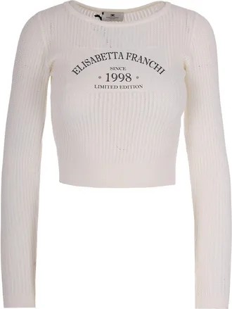 Elisabetta Franchi Knitted Top With Printed Logo