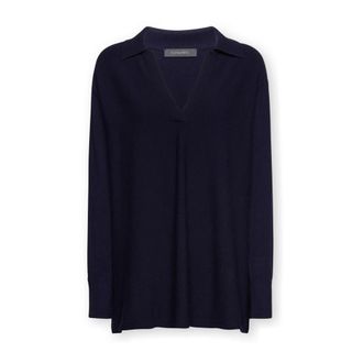 Elena Miro Truien & Vesten, Dames, Blauw, S, Polyester, Viscose trui met kraag