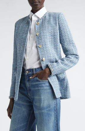 St. John Vilette Tweed Jacket in Denim Blue/midnight at Nordstrom, Size 6