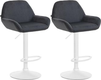 Clp Clp - Set De 2 Taburetes De Cocina Braga En Terciopelo Negro Metal Blanco Mate
