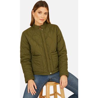 Yumi Short Quilted Jacket in Green at Nordstrom, Size 12