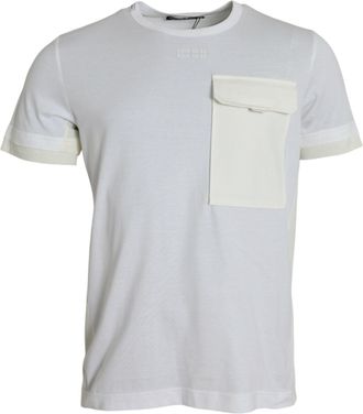 Dolce & Gabbana White Cotton Pocket Short Sleeves Mens T-shirt