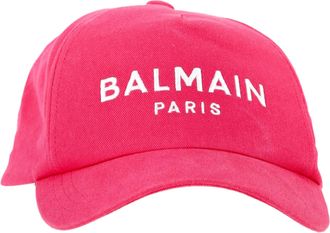 Balmain Pre-owned Womens Logo-Embroidered Baseball Cap in Pink Cotton - One Size