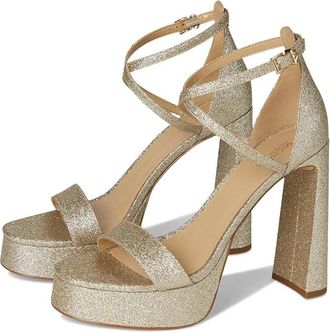 Michael Kors Cami Womens Pale Gold Leather High Heel Platform Sandals VER802