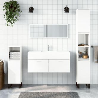 Berkfield Home Bathroom Cabinet with Mirror High Gloss White Engineered Wood
