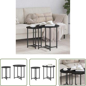 vidaXL Stile industriale - Set tavolini 2 pcs Rovere Nero