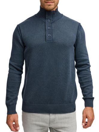 Indicode Strickpullover INDICODE INNiels.5 Placket, Herren, Gr. XXL, sky captain, Strick, Obermaterial: 100% Baumwolle, unifarben, regular fit, Pullover Strick