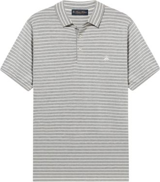 Brooks Brothers Gestreept katoen-zijde-linnen gebreide polo - Heren - Polos - Grijs - S - Katoen - Tops