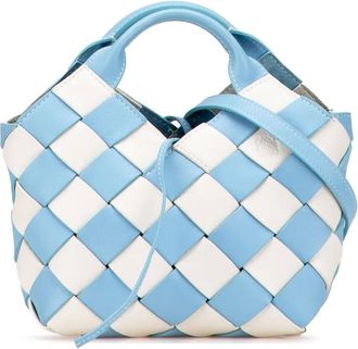 Loewe Borsa a tracolla Surplus mini a quadretti in pelle di vitello intrecciata 2012 - Blu