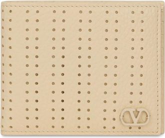 Valentino Garavani VLogo Perforated Portemonnee - Heren - Portefeuilles - Beige - ONE Size - Leer - Accessoires
