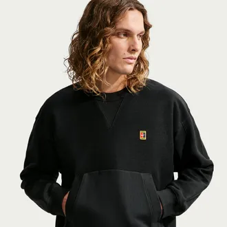 Nike Mens Club Rules French Terry Crew-Neck Sweatshirt in Black | IR0981-010