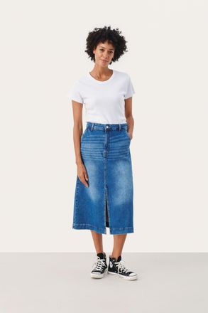 Part Two Denim rok A-shape Medium Blue Denim