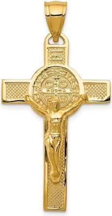 Diamond2Deal 14k Yellow Gold San Benito 2-Sided Crucifix Pendant