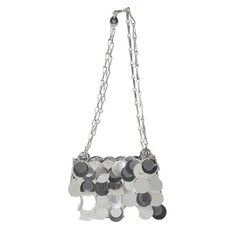 Paco Rabanne Tassen, Dames, Grijs, ONE Size, Pailletten, Sparkle Nano Clutch