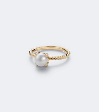 David Yurman Pearl Classics 18kt gold ring with freshwater pearl and diamonds