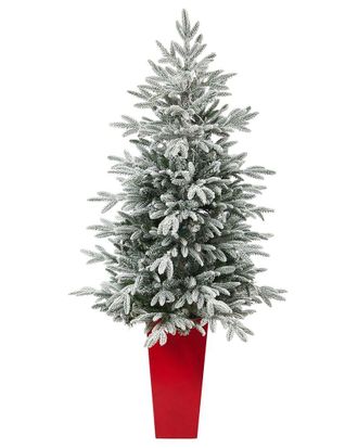 Nearly Natural 5Ft. Flocked Manchester Spruce Artificial Christmas Tree