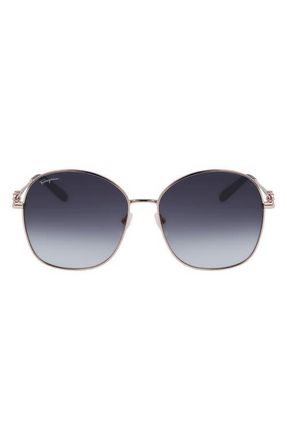 Ferragamo 59mm Gradient Sunglasses in Rose Gold/Grey Gradient at Nordstrom