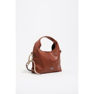 Bimba & Lola Small Leather Paper Crossbody Bag in Dark Tan at Nordstrom