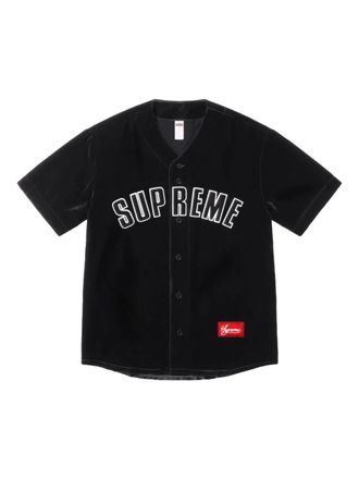 SUPREME Fluwelen honkbalshirt - Zwart