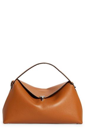 Toteme T-Lock Grained Leather Top Handle Bag in Tan at Nordstrom
