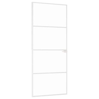 Berkfield Home Interior Door White 83x201.5 cm Tempered Glass&Aluminium Slim