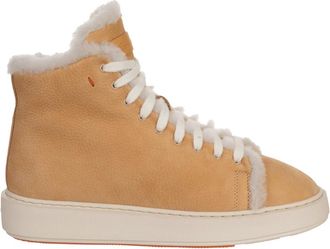Santoni Italiaanse leren sneakers - Dames - Sneakers - Beige - 36 EU - Leer - Schoenen
