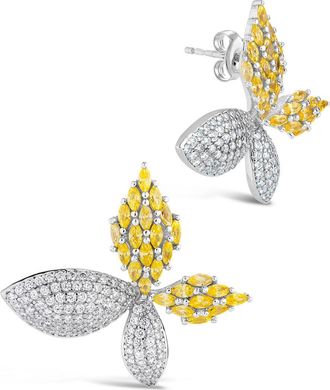 Sterling Forever Heidi CZ Flower Stud Earrings
