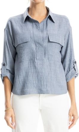 Max Studio Collared Textured Shirt in Heather Blue Steel at Nordstrom Rack, Size X-Small