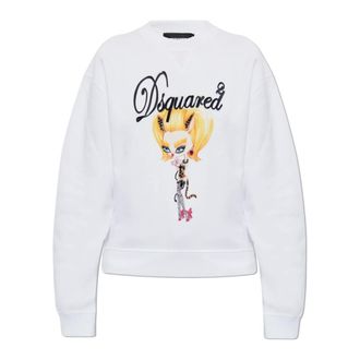Dsquared2 Sweatshirts, female, White, Size: XS Sweatshirt with print and appliqués