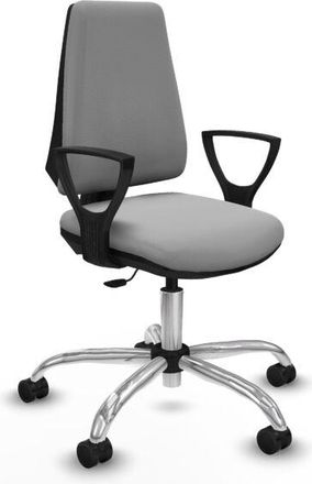 Piqueras y Crespo Piqueras Y Crespo - Elche Cp Similpiel Gris Claro Brazos Fijos Base Cromada Ruedas Nailon 65mm