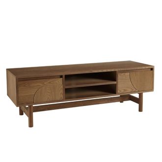Macabane Mueble para tv de color natural, 2 cajones con motivos redondeados