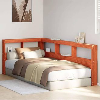 Berkfield Home Decorative Bookcase Headboard L-Shaped Wax Brown 80 cm Solid Wood Pine
