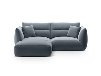 CXL by Christian Lacroix Sof&aacute; esquinero modular 3 plazas de terciopelo azul gris&aacute;ceo