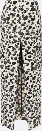 Area Dalmatian front-slit denim maxi skirt
