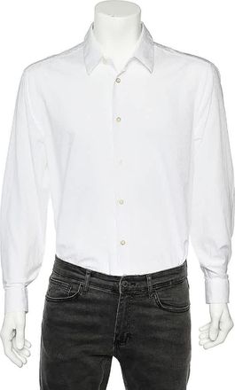 Roberto Cavalli White Cotton Jacquard Button Front Shirt 3Xl