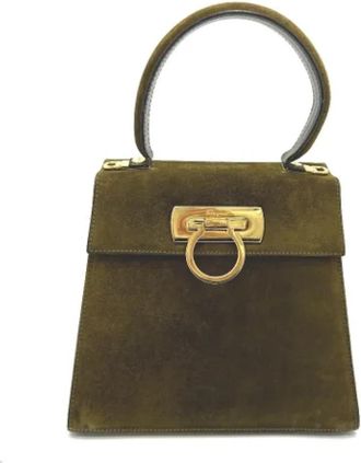 Ferragamo Tweedehands leren handtassen - Dames - Vintage Handtas - Bruin - ONE Size - Leer - Vintage