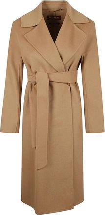 Max Mara Belted Coat - Dames - Jas met riem - Bruin - S - Leer - Jassen
