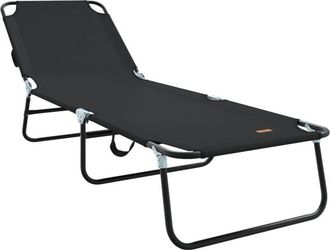 vidaXL Vidaxl - Tumbona plegable 1-persona Negro 56 x 189 x 87cm tela
