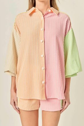 English Factory Candy Stripe Shirt In Light Orange
