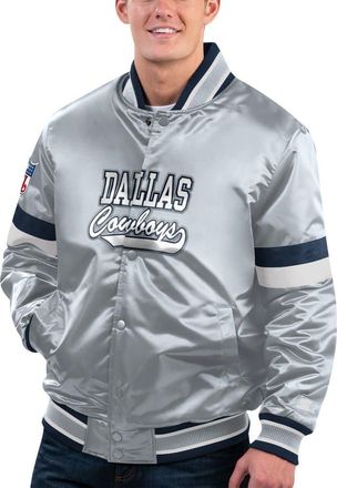 Starter Mens Starter Gray Dallas Cowboys Home Game Satin Full-Snap Varsity Jacket at Nordstrom, Size Xx-Large
