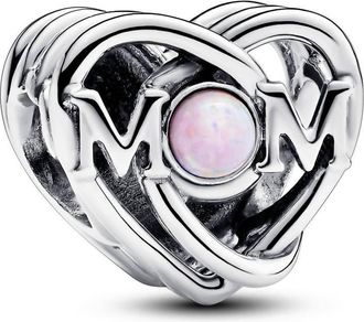 Pandora Openwork Mom & Heart Charm In Silver