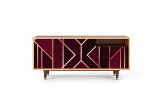 StoryZ Mueble de TV burdeos 2 cajones y 2 puertas L 125 cm