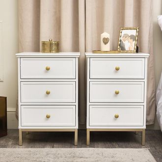 Melody Maison Pair Of White Three Drawer Bedside Tables - Aisby White Range