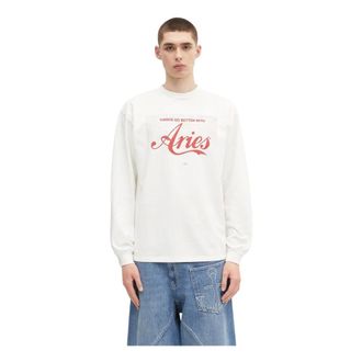 Aries Tops, Heren, Wit, L, Long Sleeve Tops