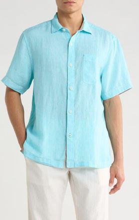 Tommy Bahama Paradise Breezer Short Sleeve Linen Button-Up Shirt in Blue Radiance at Nordstrom, Size Xxx-Large