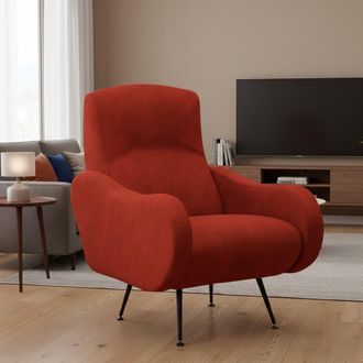 Dmora Butaca Lasnigo, Con Brazos, Soporta 90 Kg Made In Italy, Estructura De Madera, 70x100x98h Cm Naranja